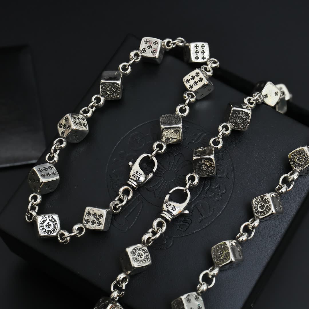 Chrome Hearts Dice Charm Necklace and Bracelet Set